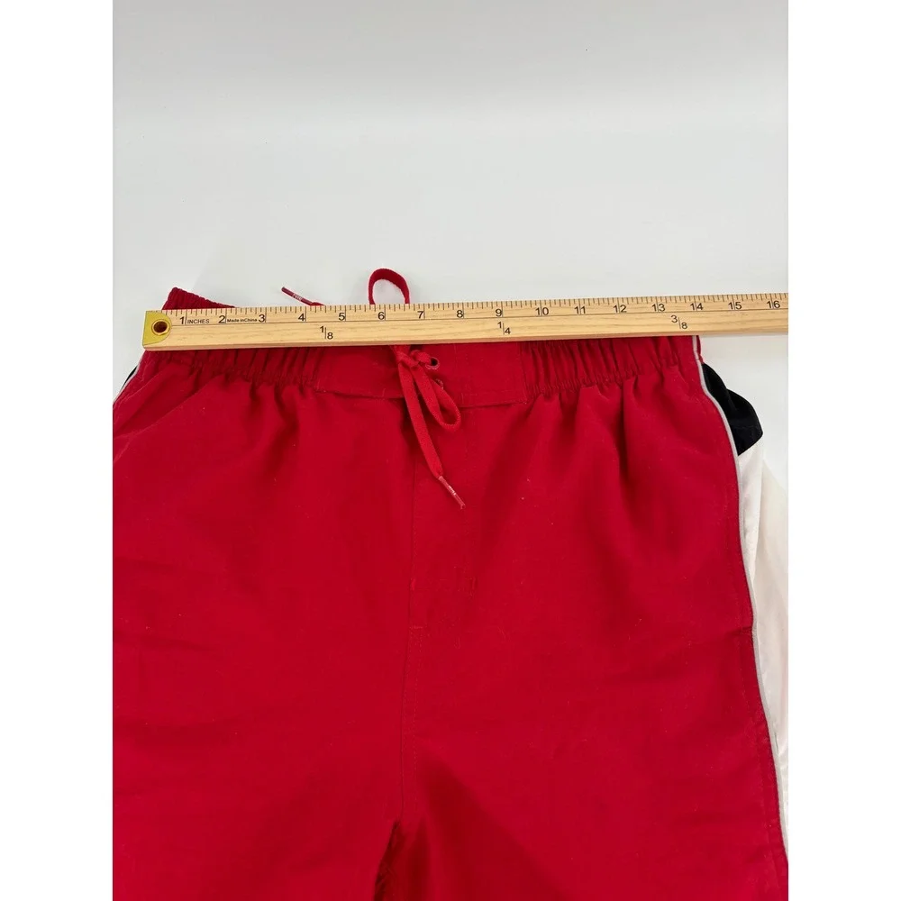 Nike Swim Trunks Mens Medium Red White Black Colorblock Mesh Lined Board Shorts